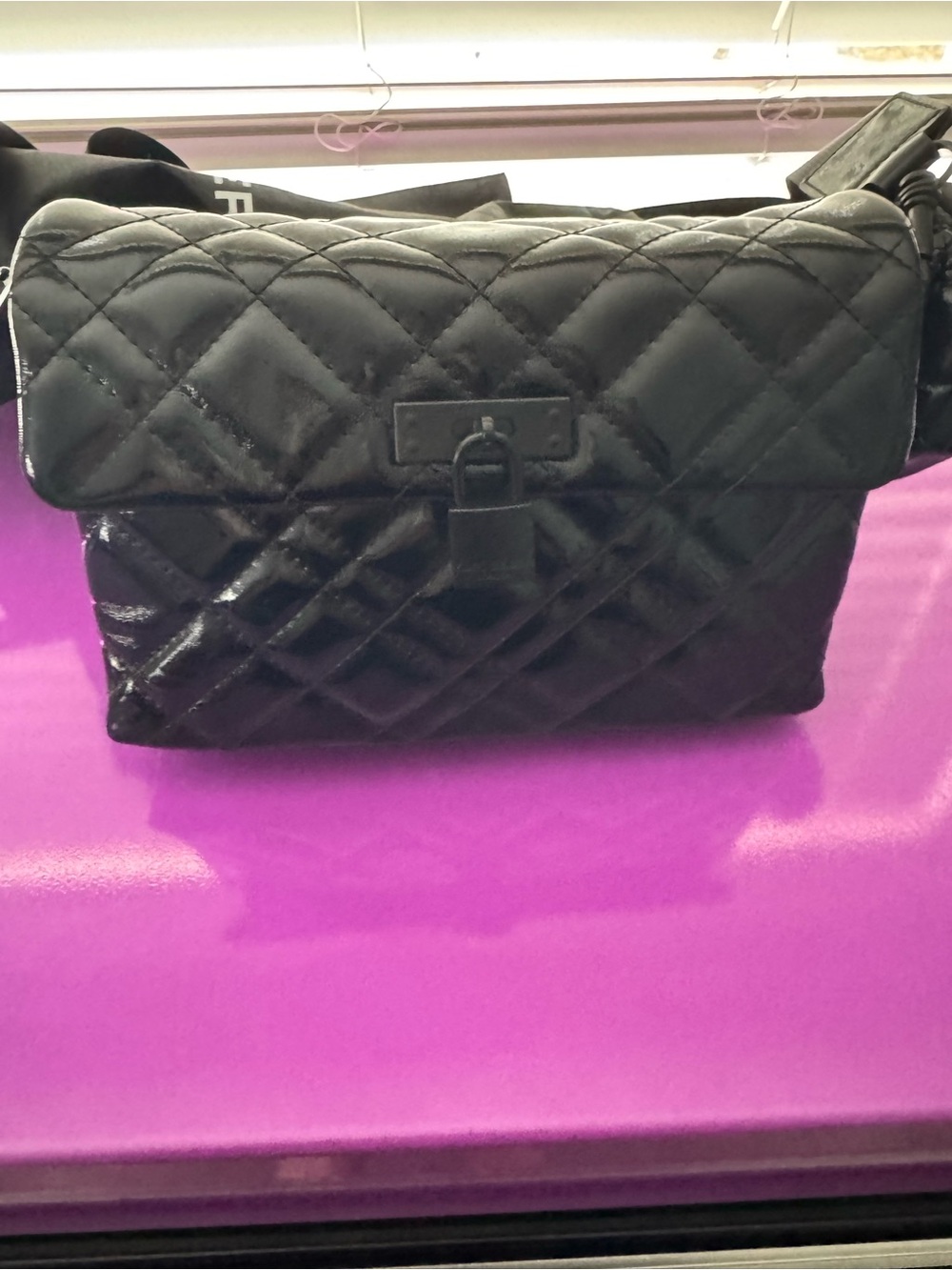 Kurt Geiger Black Quilted Patent Crossbody with Coin Pouch “The Brixton” - Picture 2 of 6